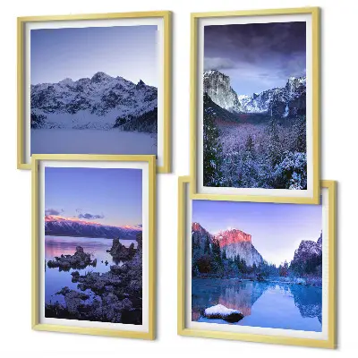 Galería de pared paisajes de montaña al atardecer junto al agua