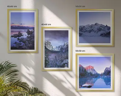Galería de pared paisajes de montaña al atardecer junto al agua