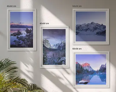 Galería de pared paisajes de montaña al atardecer junto al agua