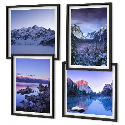 Galería de pared paisajes de montaña al atardecer junto al agua