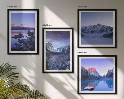 Galería de pared paisajes de montaña al atardecer junto al agua