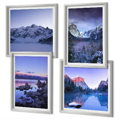 Galería de pared paisajes de montaña al atardecer junto al agua