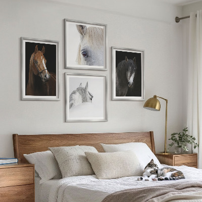 Set de cuadros modernos para salón Retratos de caballos en tonos