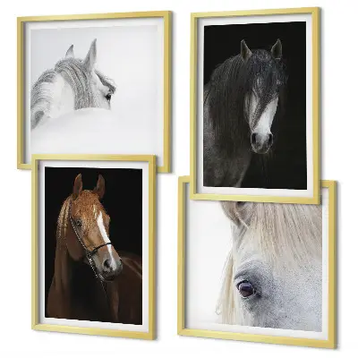 Set de cuadros modernos para salón con retratos de caballos en tonos