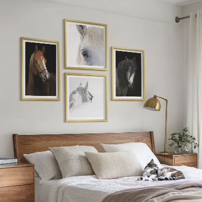 Set de cuadros modernos para salón Retratos de caballos en tonos