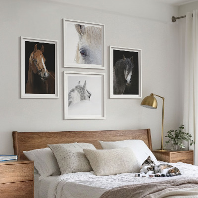 Set de cuadros modernos para salón Retratos de caballos en tonos