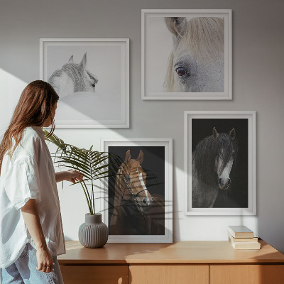 Set de cuadros modernos para salón Retratos de caballos en tonos