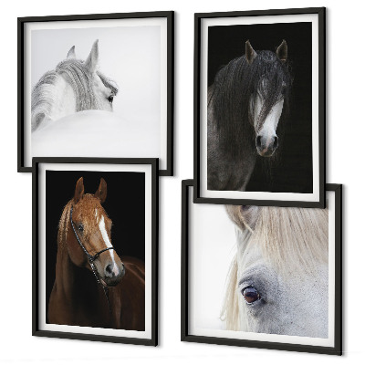 Set de cuadros modernos para salón Retratos de caballos en tonos