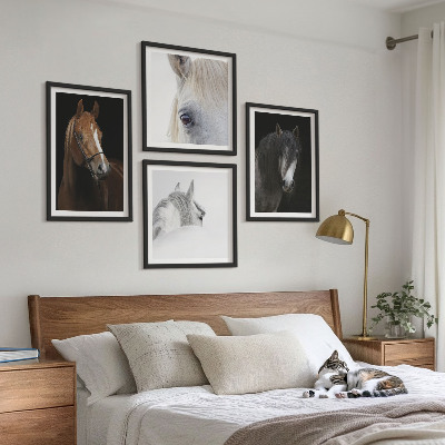 Set de cuadros modernos para salón Retratos de caballos en tonos