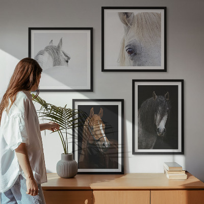 Set de cuadros modernos para salón Retratos de caballos en tonos
