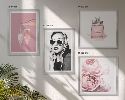 Set de cuadros modernos para salón Accesorios elegantes de color rosa
