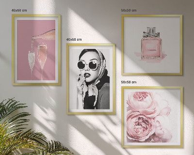 Set de cuadros modernos para salón Accesorios elegantes de color rosa