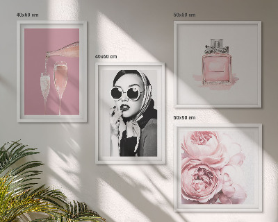 Set de cuadros modernos para salón Accesorios elegantes de color rosa