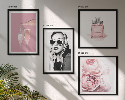 Set de cuadros modernos para salón Accesorios elegantes de color rosa