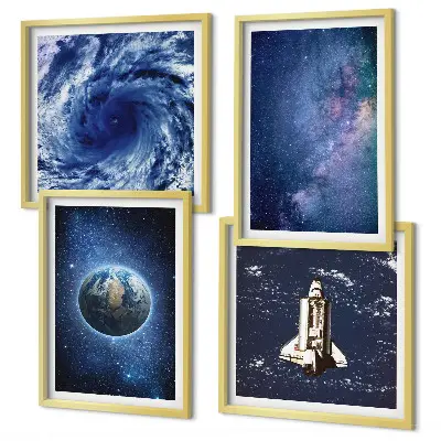 Galería de pared con diseño de galaxia y tormenta espacial de la Tierra