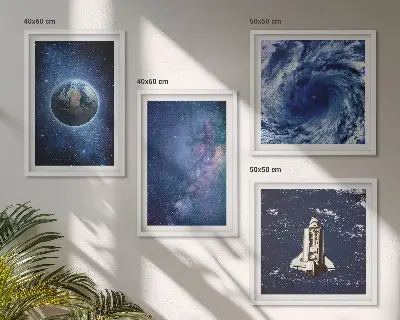 Galería de pared con diseño de galaxia y tormenta espacial de la Tierra