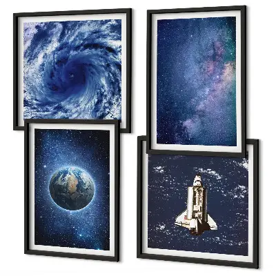 Galería de pared con diseño de galaxia y tormenta espacial de la Tierra