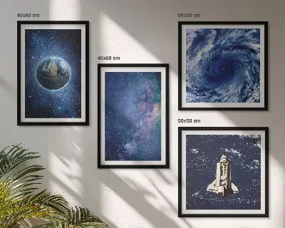 Galería de pared con diseño de galaxia y tormenta espacial de la Tierra