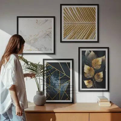 Set de cuadros modernos para salón con motivos de plantas