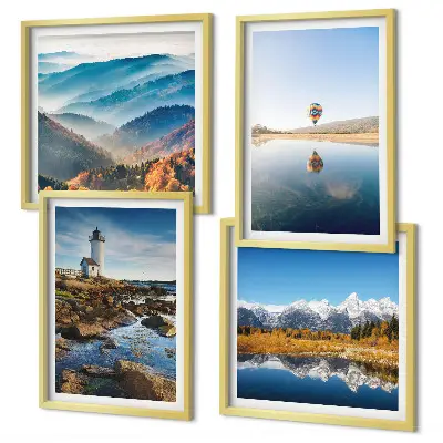 Galería de pared vistas de la naturaleza con faro y montañas