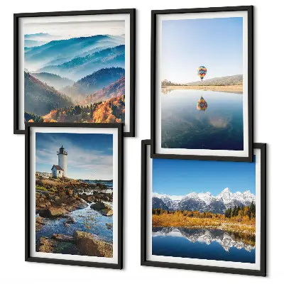Galería de pared vistas de la naturaleza con faro y montañas