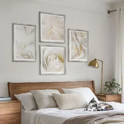 Set de cuadros modernos para salón con elegantes diseños de mármol