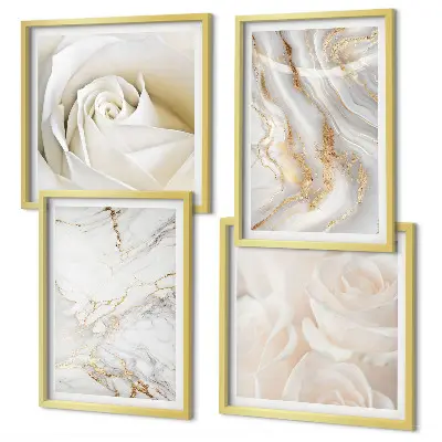 Set de cuadros modernos para salón con elegantes diseños de mármol