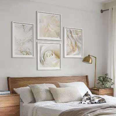 Set de cuadros modernos para salón con elegantes diseños de mármol