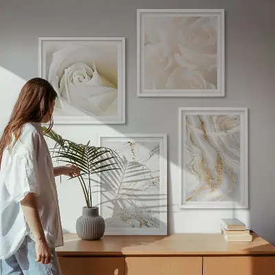 Set de cuadros modernos para salón con elegantes diseños de mármol