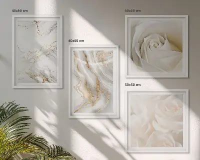 Set de cuadros modernos para salón con elegantes diseños de mármol