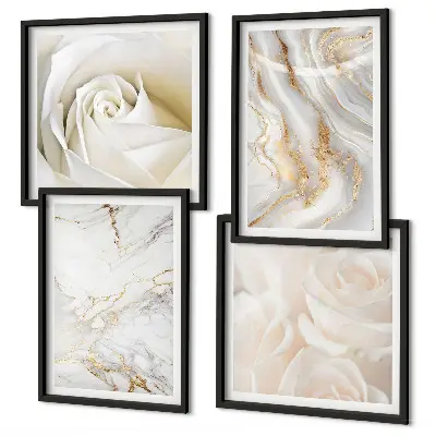 Set de cuadros modernos para salón con elegantes diseños de mármol