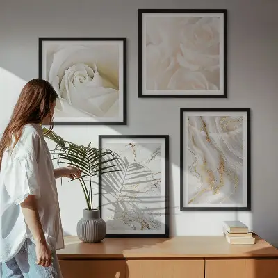 Set de cuadros modernos para salón con elegantes diseños de mármol