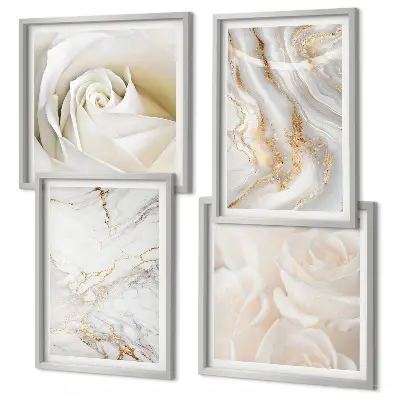 Set de cuadros modernos para salón con elegantes diseños de mármol