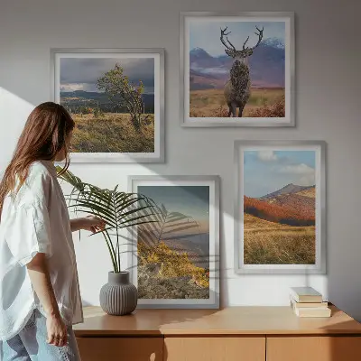 Galería de pared paisajes de montaña con hierba de ciervo