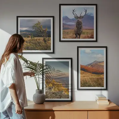Galería de pared paisajes de montaña con hierba de ciervo