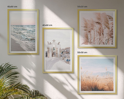 Set de cuadros modernos para salón Plantas, olas del mar, vista, casas