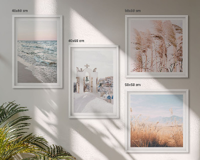 Set de cuadros modernos para salón Plantas, olas del mar, vista, casas