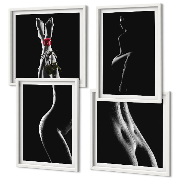 Set de cuadros modernos para salón Formas femeninas en blanco y negro