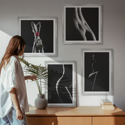 Set de cuadros modernos para salón Formas femeninas en blanco y negro