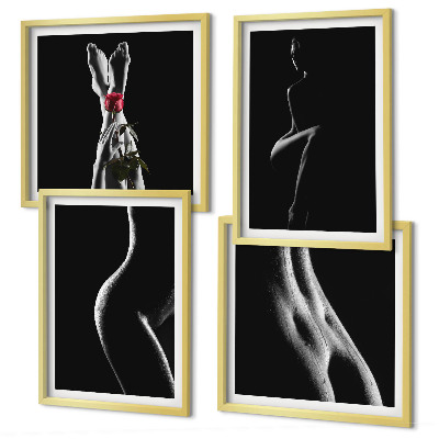 Set de cuadros modernos para salón Formas femeninas en blanco y negro