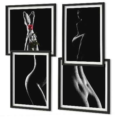 Set de cuadros modernos para salón Formas femeninas en blanco y negro