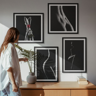 Set de cuadros modernos para salón Formas femeninas en blanco y negro