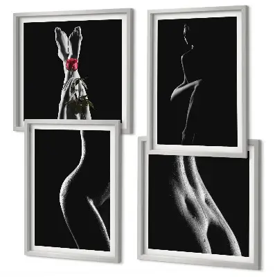 Set de cuadros modernos para salón con diseño de formas femeninas en blanco y negro