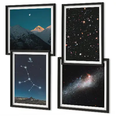 Set de 4 cuadros para salón diseño del universo de la galaxia de Virgo