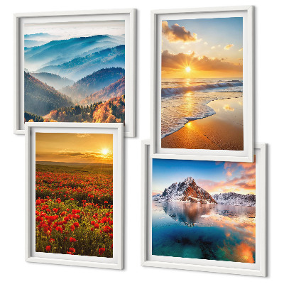 Set de cuadros modernos para salón Paisajes de montañas y mares en el oeste