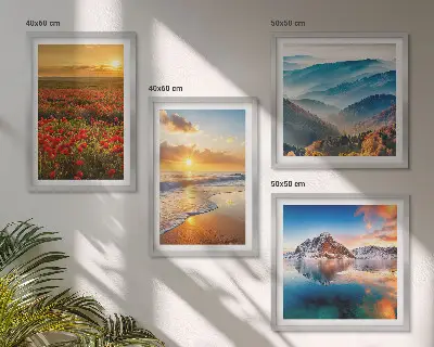 Set de cuadros modernos para salón con paisajes de montañas y mares del oeste