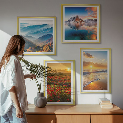 Set de cuadros modernos para salón Paisajes de montañas y mares en el oeste