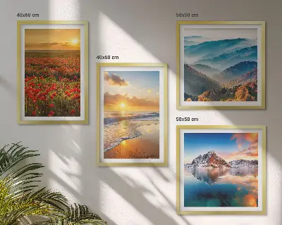 Set de cuadros modernos para salón con paisajes de montañas y mares del oeste