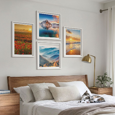Set de cuadros modernos para salón Paisajes de montañas y mares en el oeste
