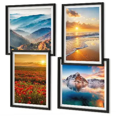 Set de cuadros modernos para salón con paisajes de montañas y mares del oeste
